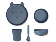 Liewood rabbit stormy blue dinner set Brody (4-pack)